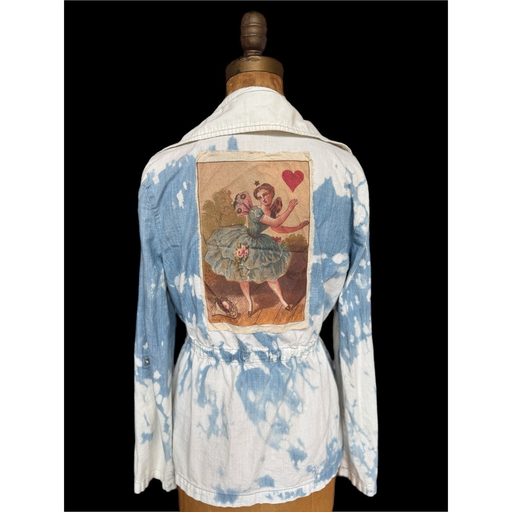 Upcycled Chambray Jacket Fairy Heart Art Patch Lightweight Cotton - Picture 1 of 11